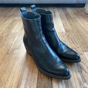 Intentionally blank black boots